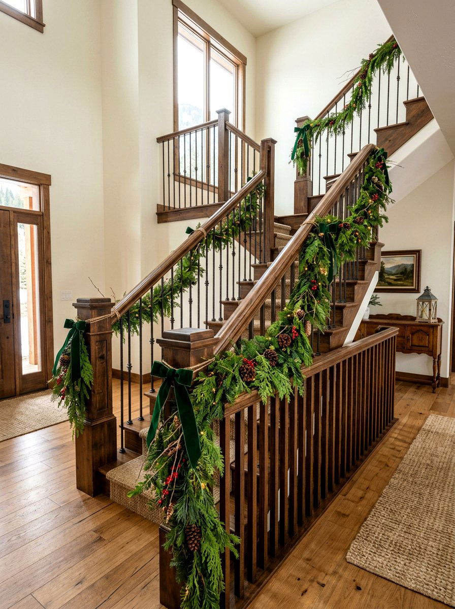 Evergreen Garland - 30 ski lodge holiday decor ideas