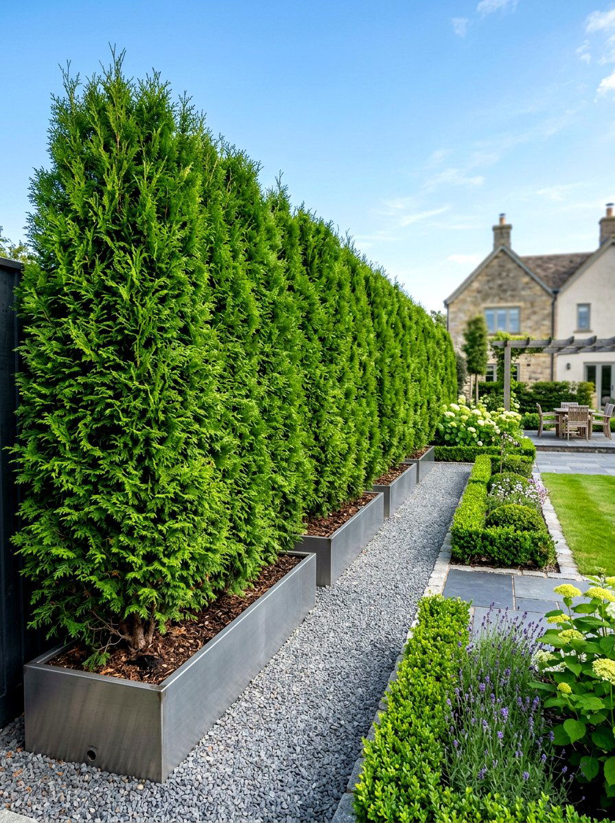 Evergreen Hedge Privacy Screen - 30 vertical garden privacy wall ideas