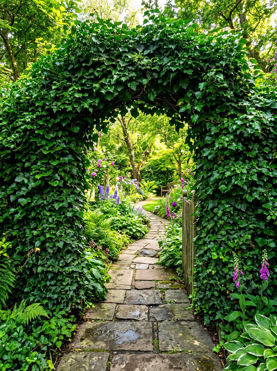 Evergreen Ivy Garden Portal - 30 climbing archway ideas