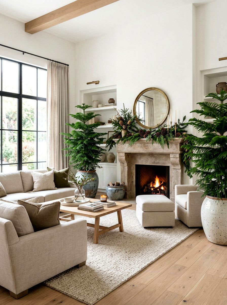 Evergreen Plant Living - 30 winter living room styling ideas