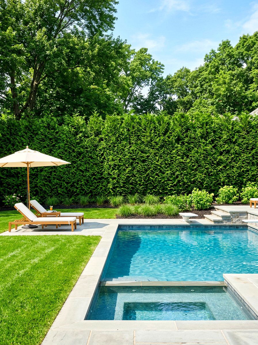 Evergreen Privacy Hedge - 30 pool privacy ideas