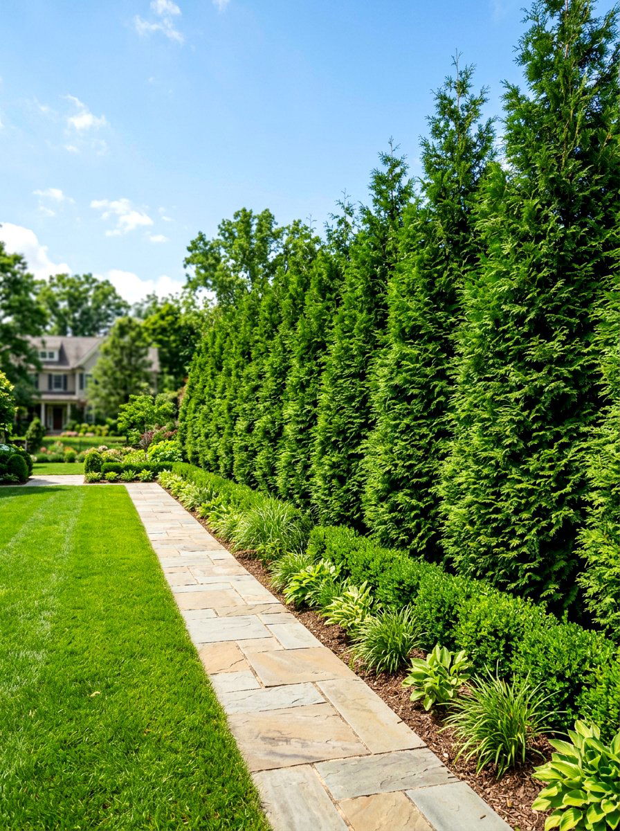 Evergreen Privacy Hedge - 30 tree border landscaping ideas