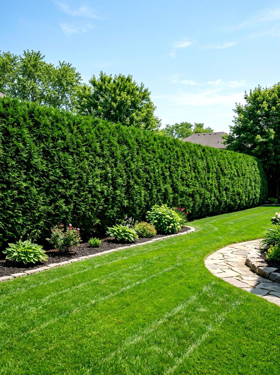 Evergreen Privacy Hedge - 30 front lawn landscaping ideas
