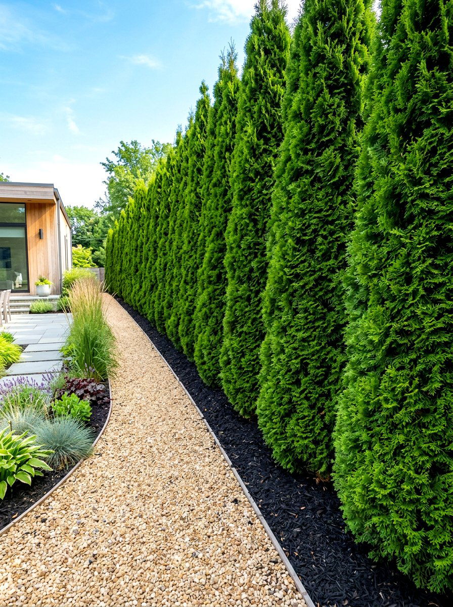 Evergreen Privacy Screen - 30 house side garden border ideas
