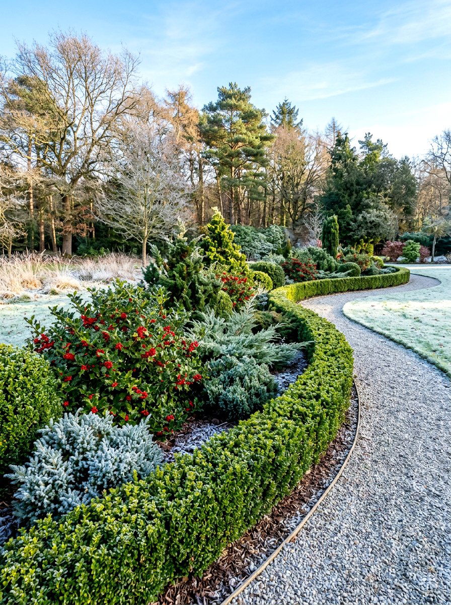 Evergreen Shrubs Curved Border - 30 curved flower bed ideas