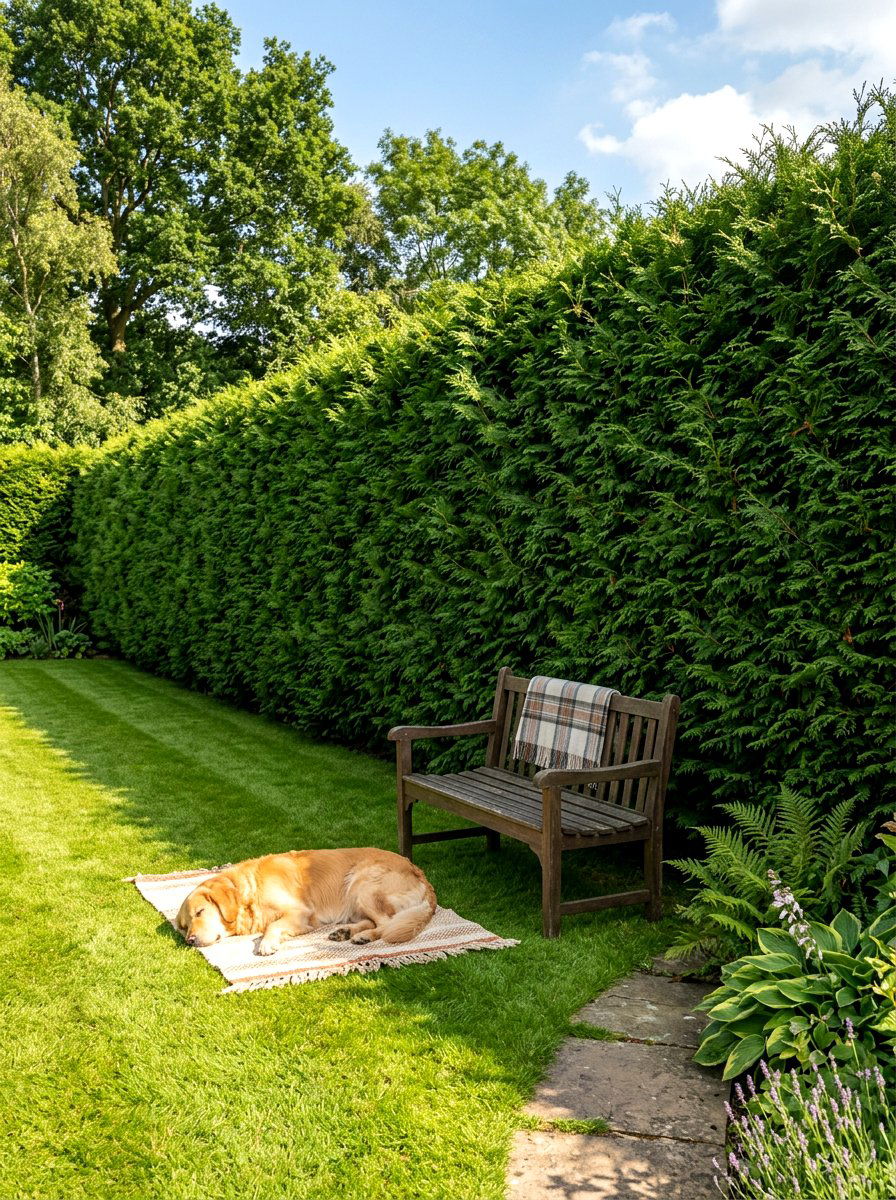 Evergreen Tree Living Fence - 30 dog fence ideas