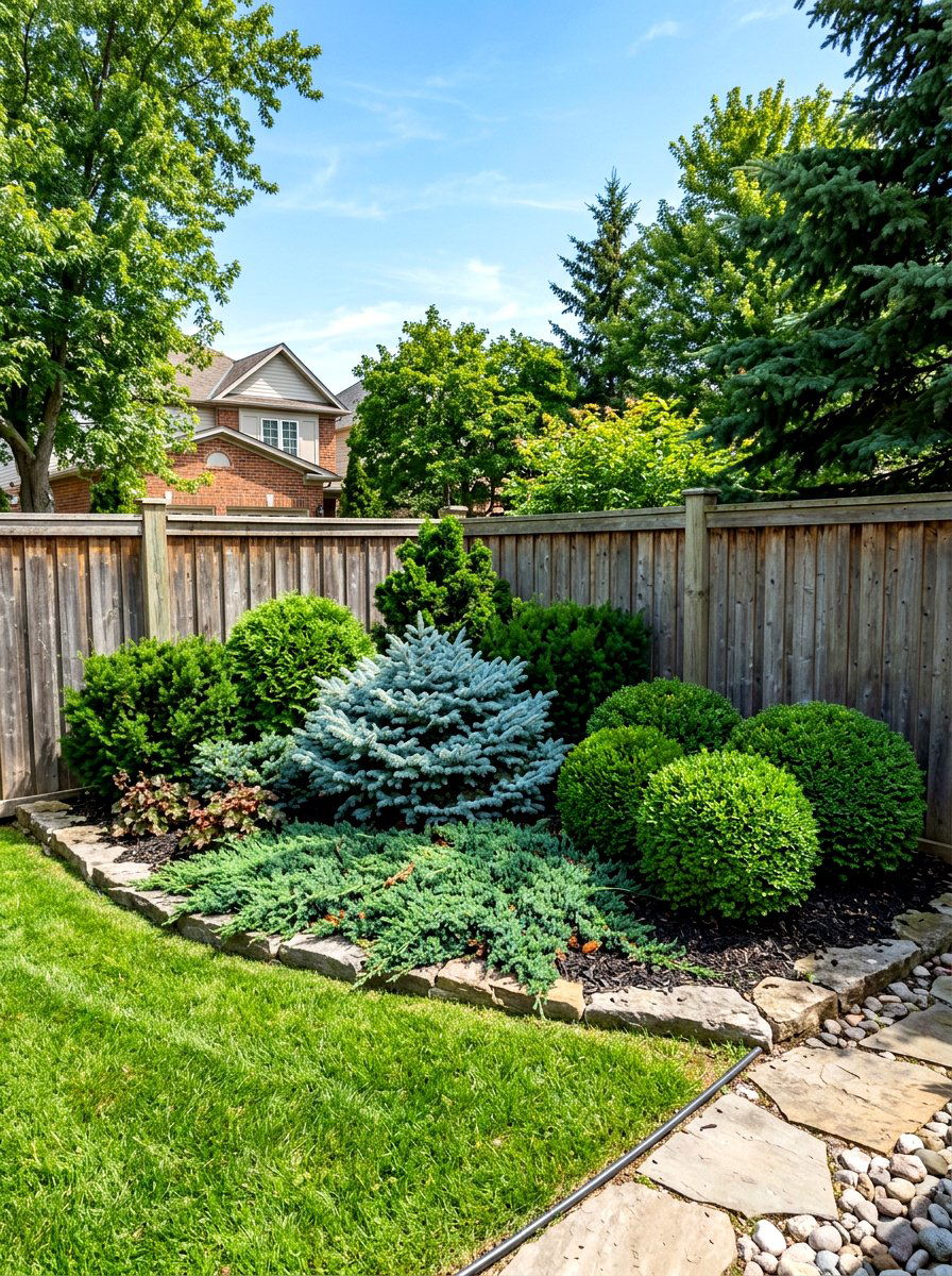 Evergreen corner landscape - 30 corner flower bed ideas