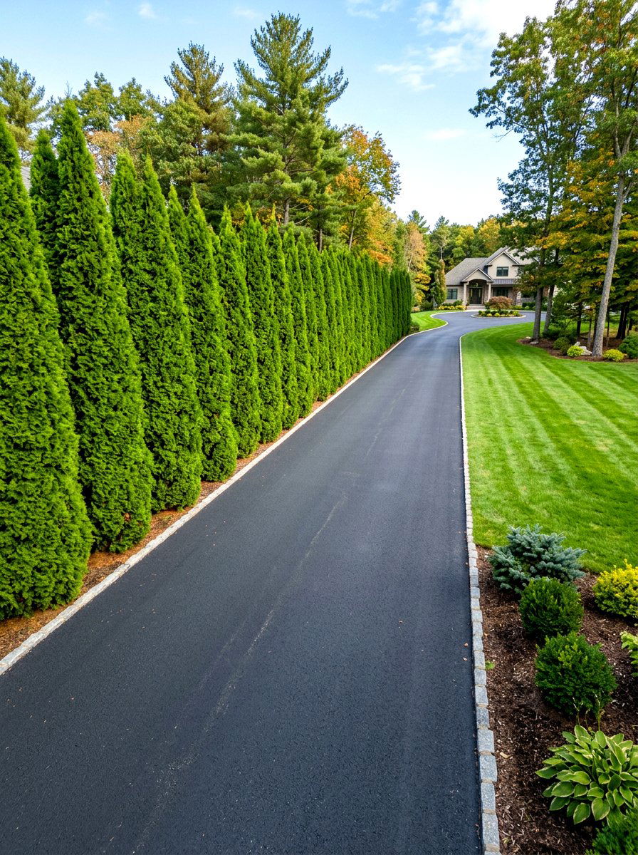 Evergreen driveway privacy screen - 30 driveway side garden ideas