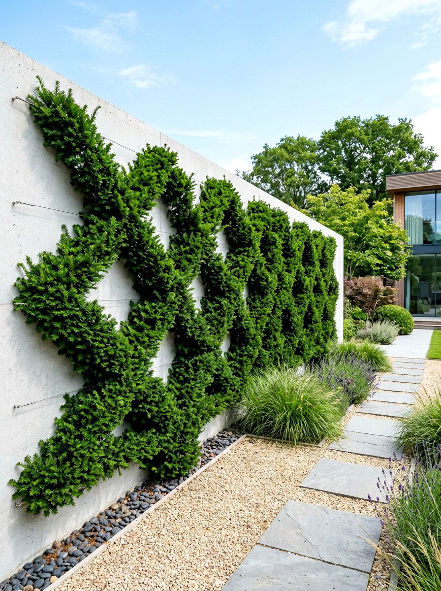 Evergreen espalier - 30 espalier wall garden ideas