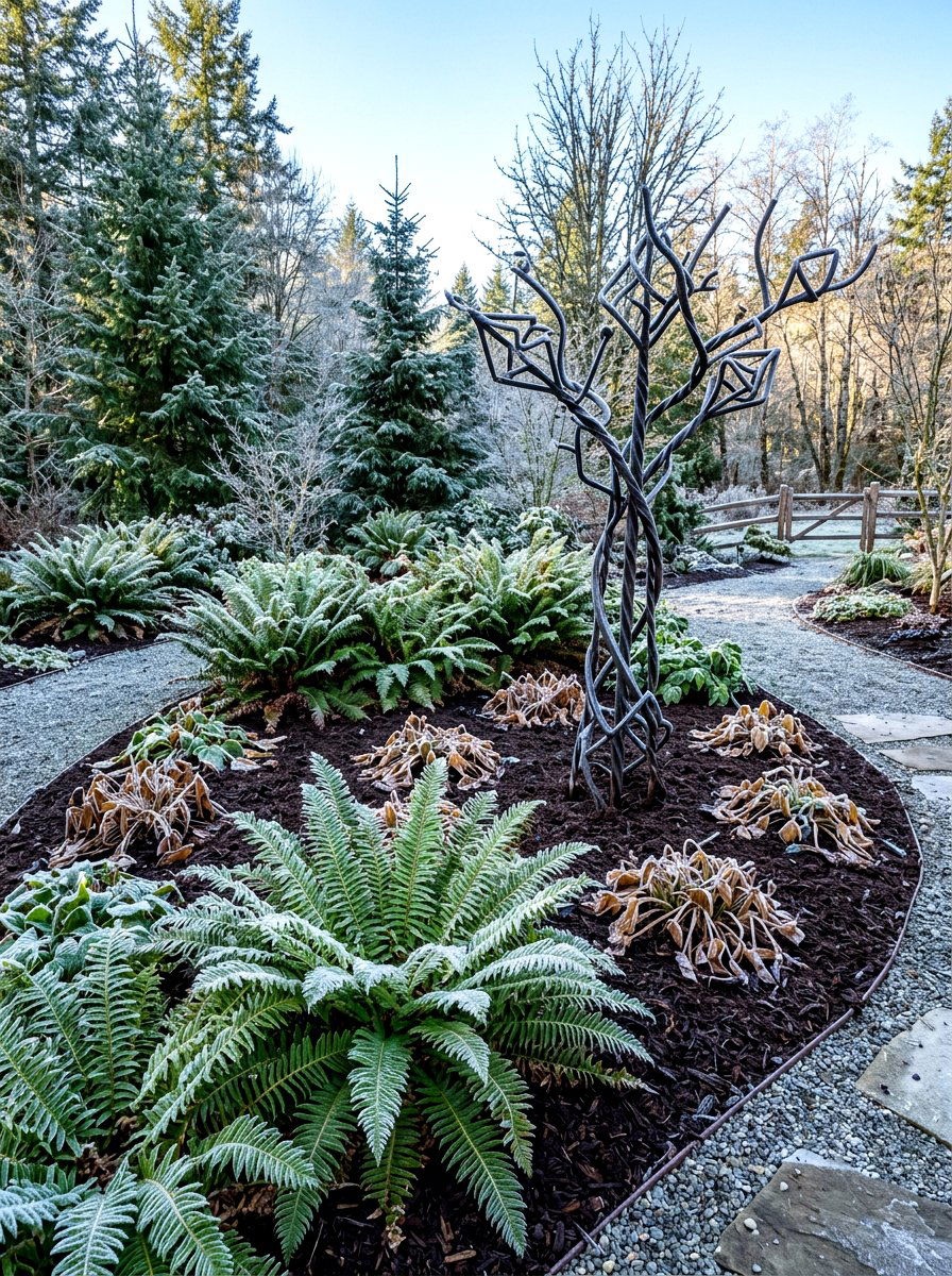 Evergreen fern large hosta layout - 30 hosta and fern garden ideas