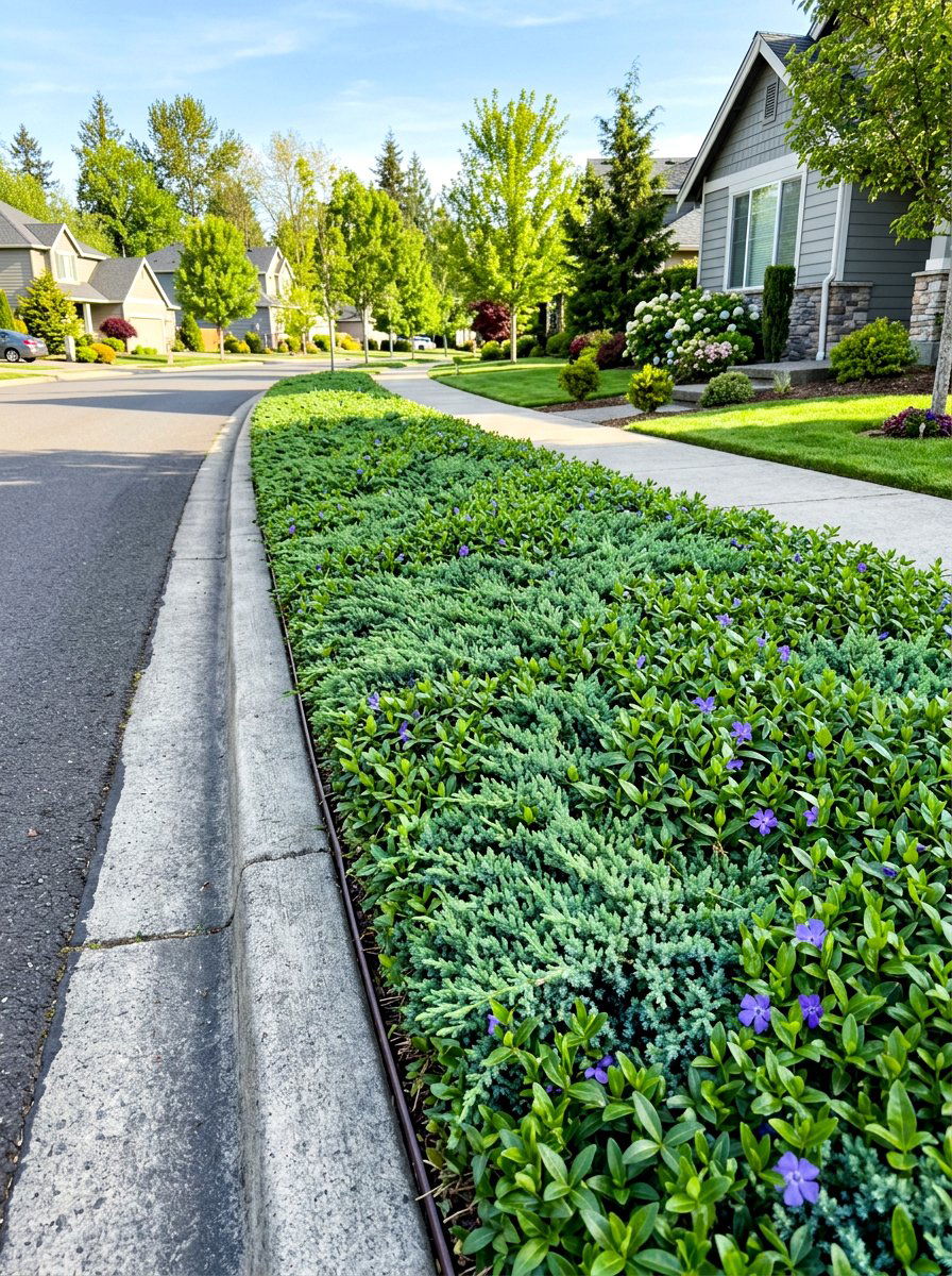 Evergreen groundcover strip - 30 curb strip planting ideas