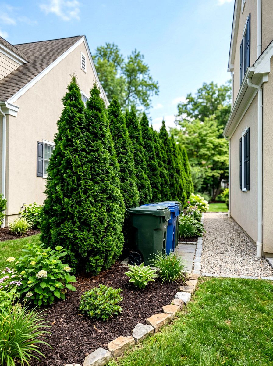 Evergreen trash can barrier - 30 trash can enclosure ideas