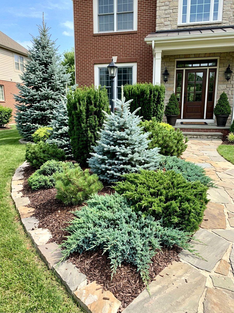 Evergreens For Front Yard - 30 front entry landscaping ideas