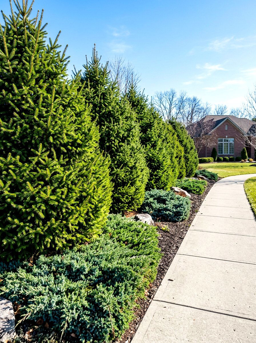 Evergreens for sidewalk privacy - 30 sidewalk garden ideas