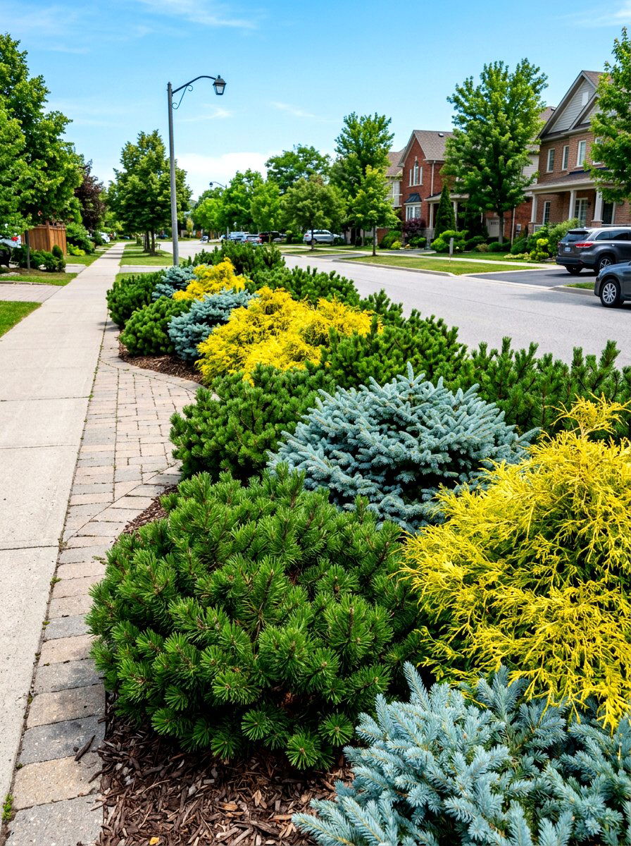 Evergreens for sidewalk strips - 30 curbside planting strip ideas