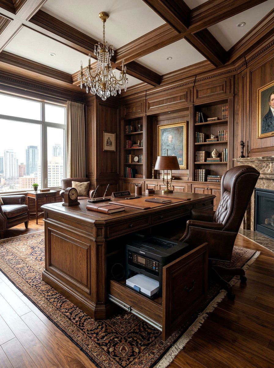 Executive Desk Hidden Printer Drawer - 30 hidden printer cabinet ideas
