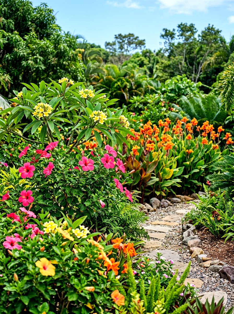 Exotic flower garden - 30 tropical backyard landscaping ideas