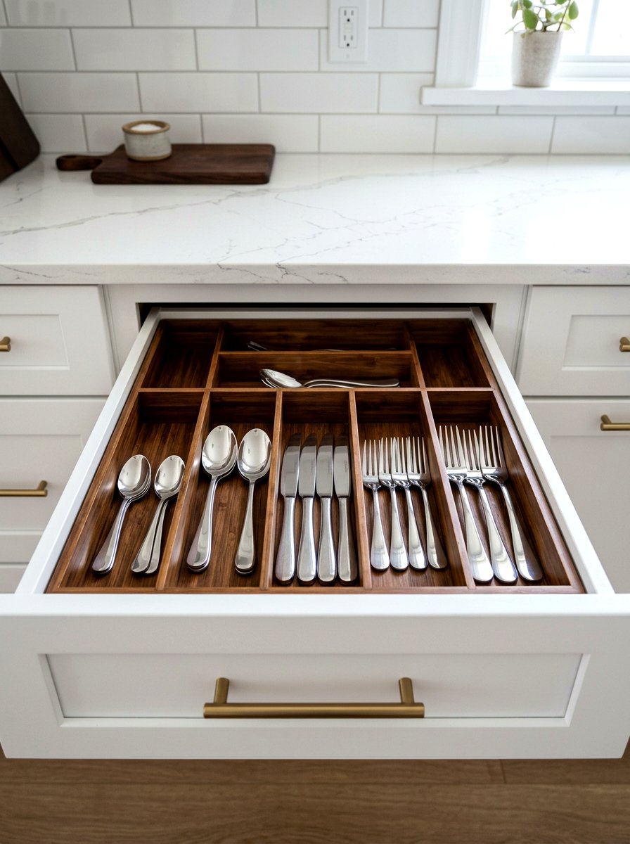 Expandable Silverware Tray - 30 kitchen drawer divider ideas