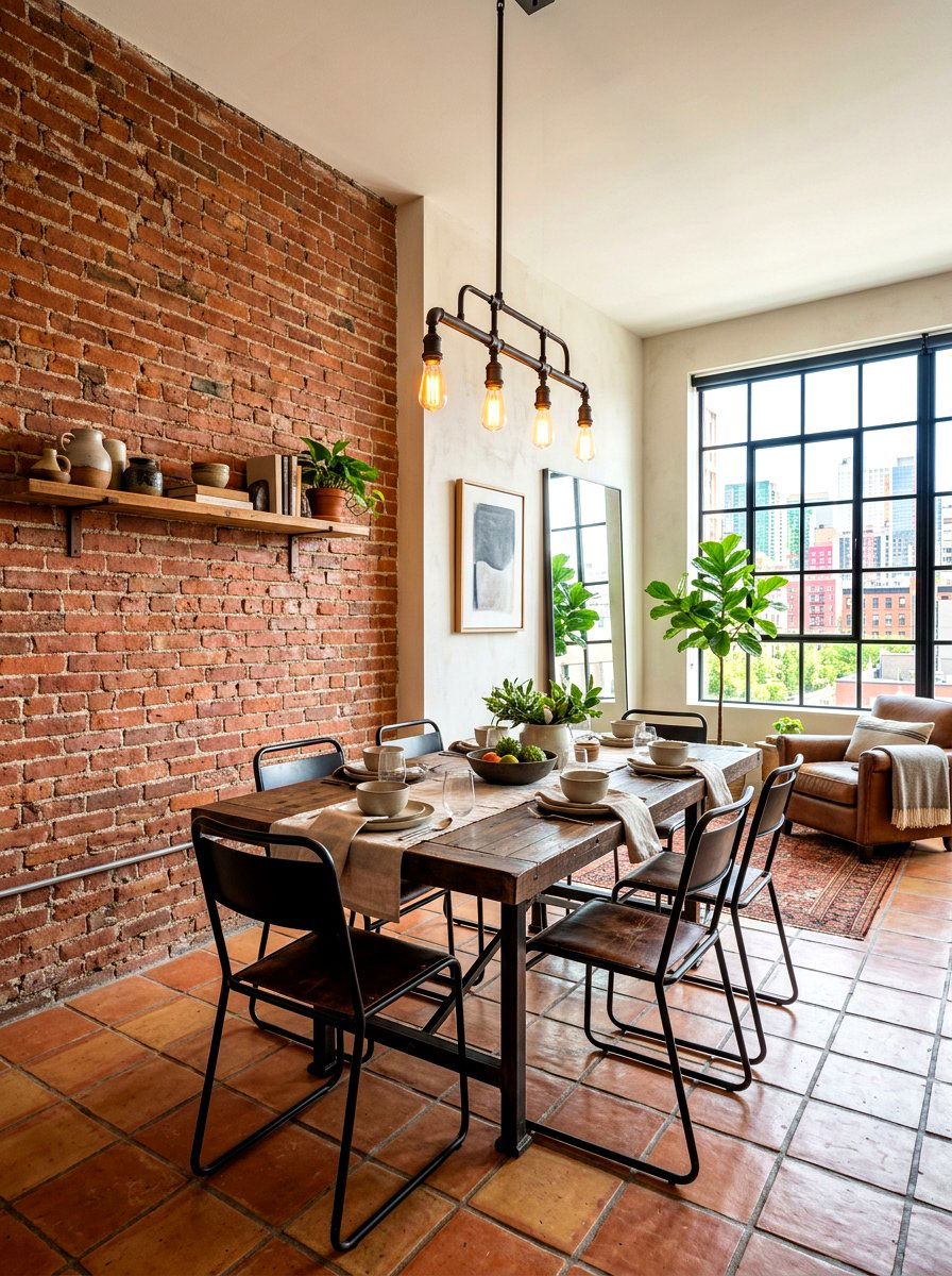 Exposed Brick Accent Room - 30 Tuscan supper room ideas
