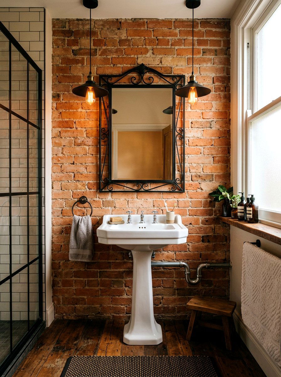 Exposed Brick Bathroom Wall - 30 eclectic bathroom ideas