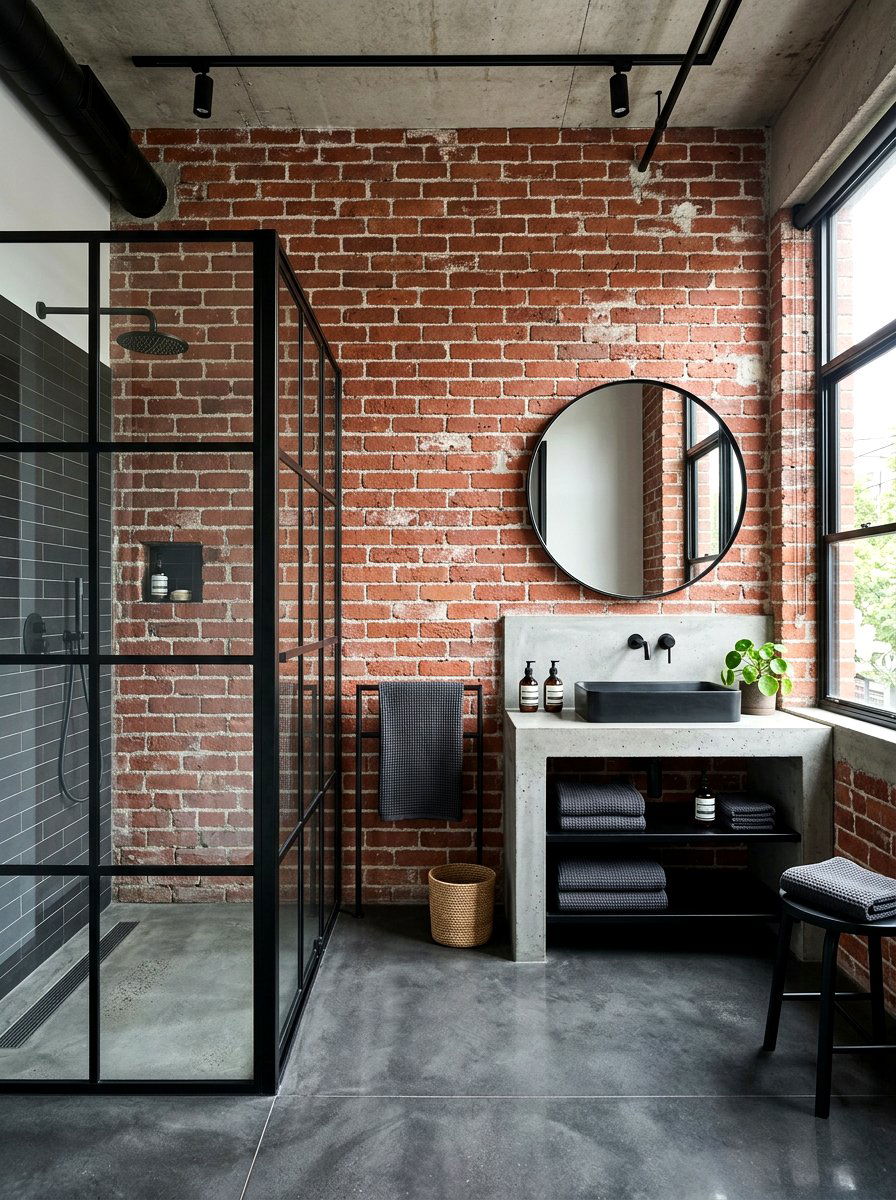 Exposed Brick Bathroom - 30 dramatic bathroom ideas