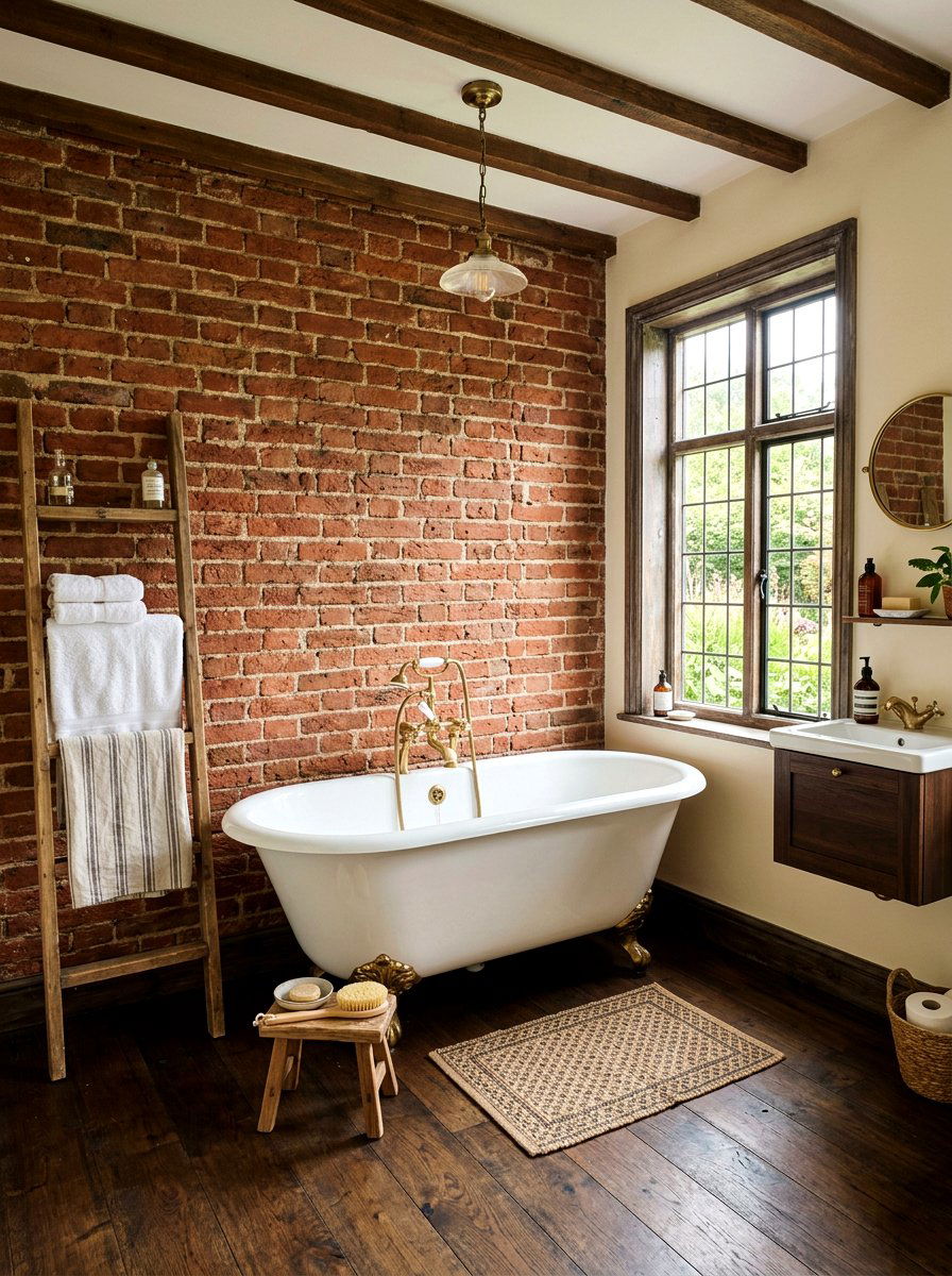 Exposed Brick Cottage Bathroom - 30 cottagecore bathroom ideas