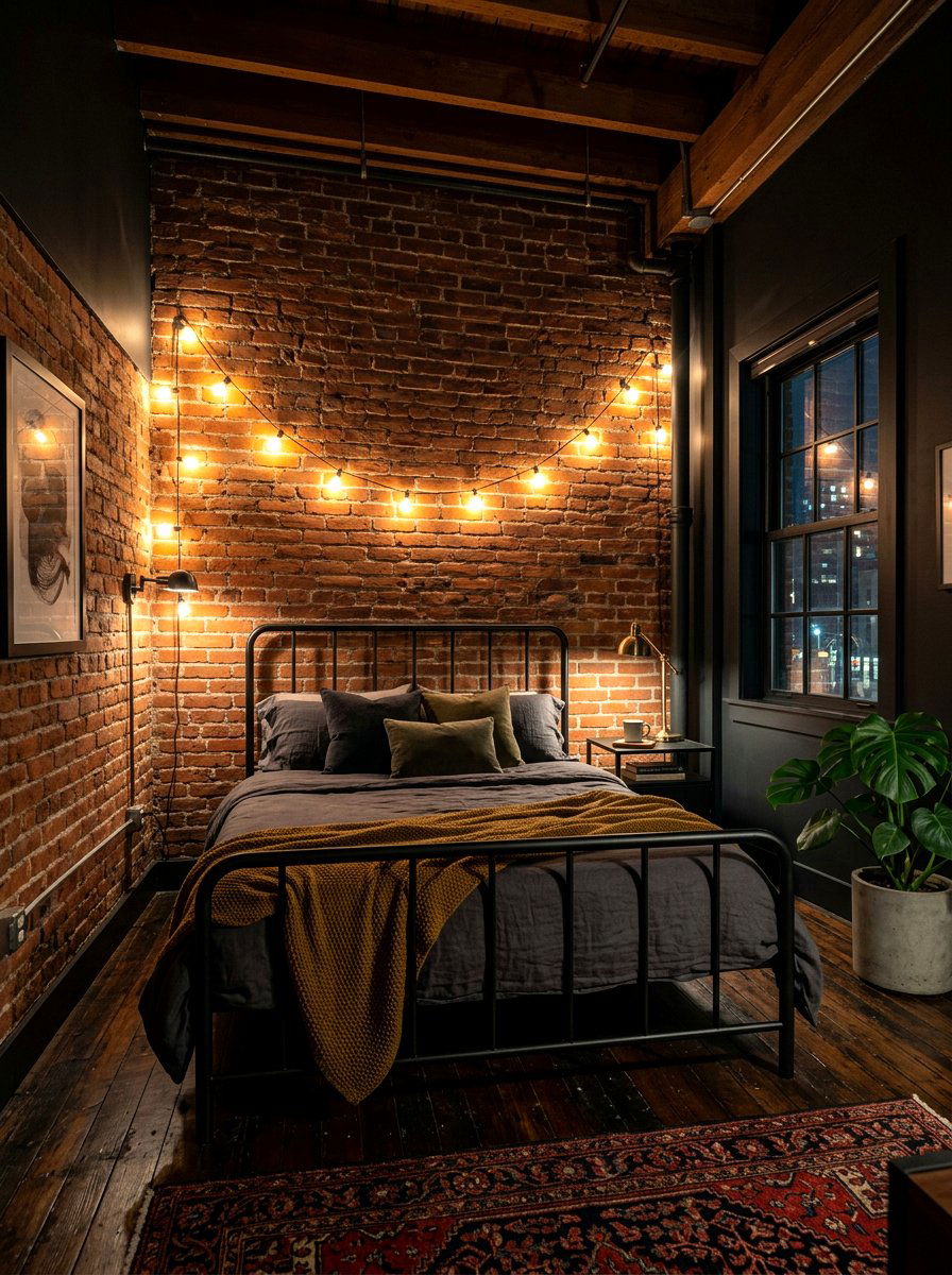 Exposed Brick Dark Room - 30 moody bedroom ideas