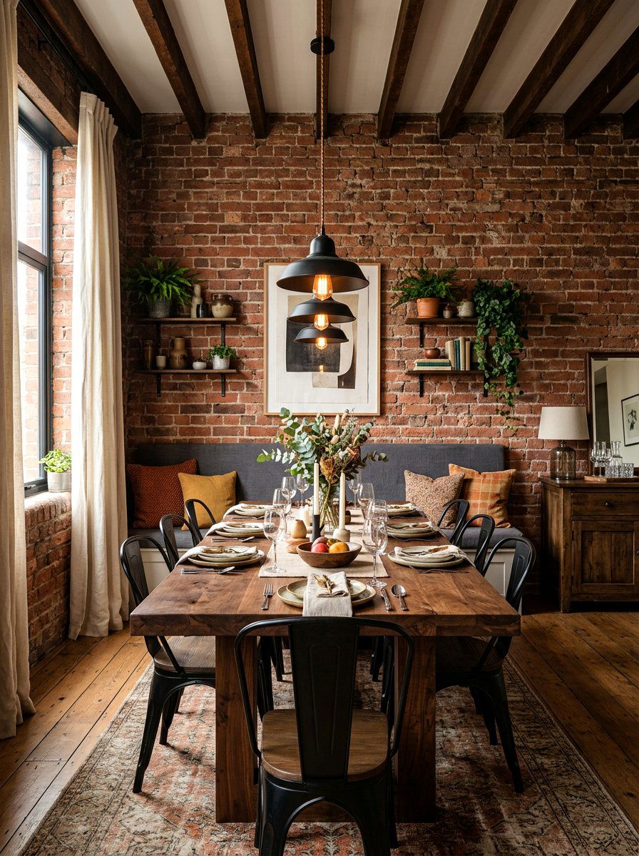 Exposed Brick Dining Room - 30 English dining room ideas