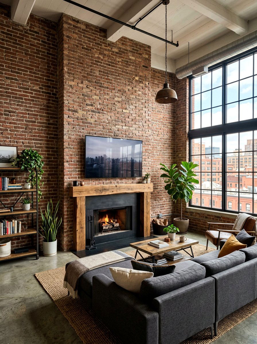 Exposed Brick Fireplace Wall - 30 brick fireplace ideas