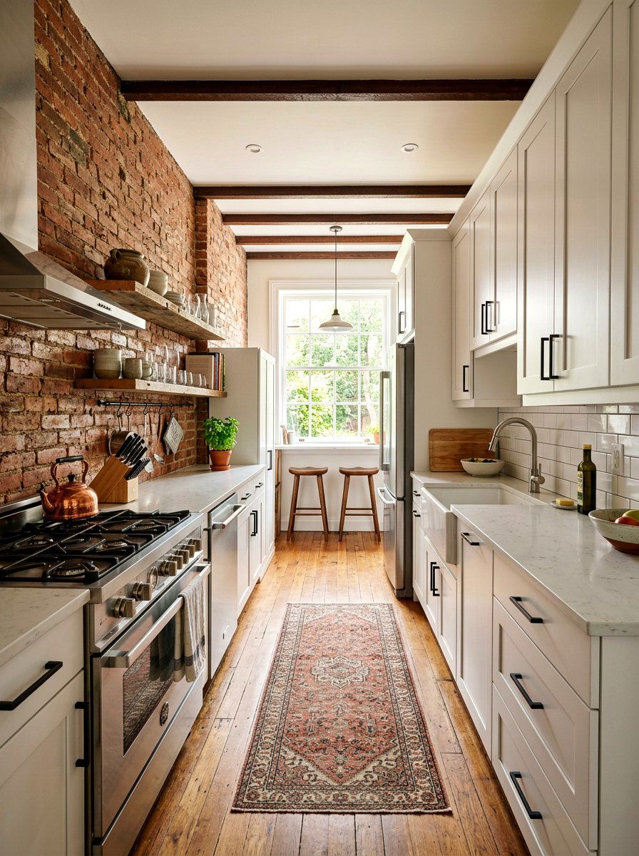 Exposed Brick Galley Kitchen - 30 tiny galley kitchen ideas