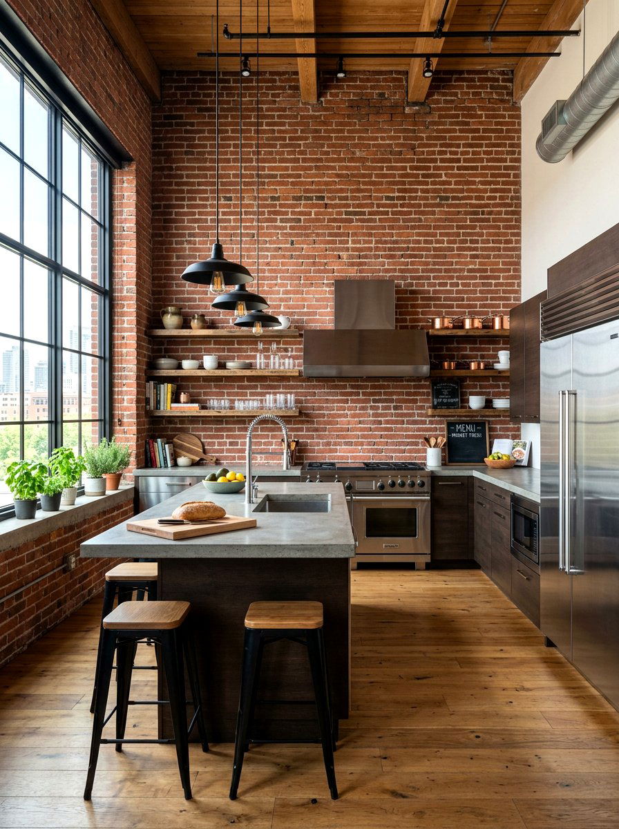 Exposed Brick Kitchen - 30 modern rustic kitchen ideas