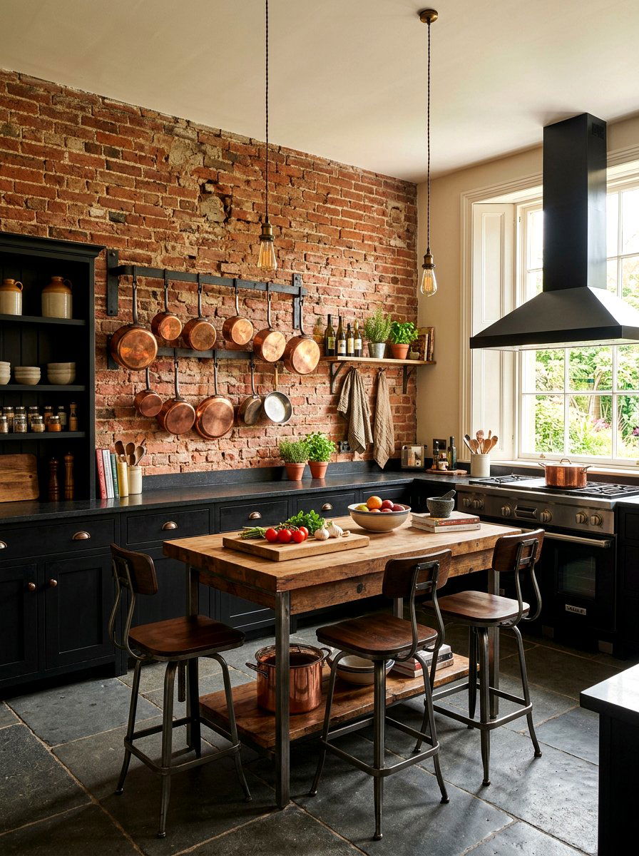 Exposed Brick Kitchen - 30 old world kitchen ideas
