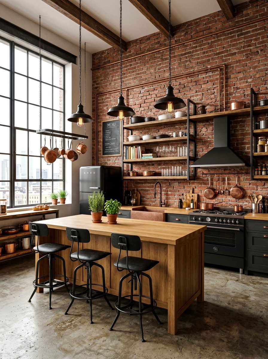 Exposed Brick Kitchen - 30 vintage kitchen ideas