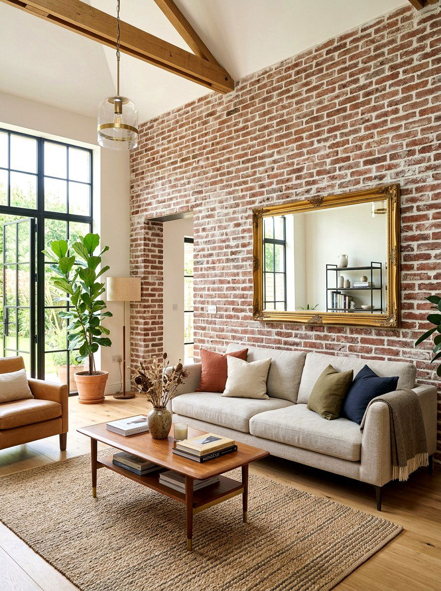 Exposed Brick Living Room - 30 French country living room ideas