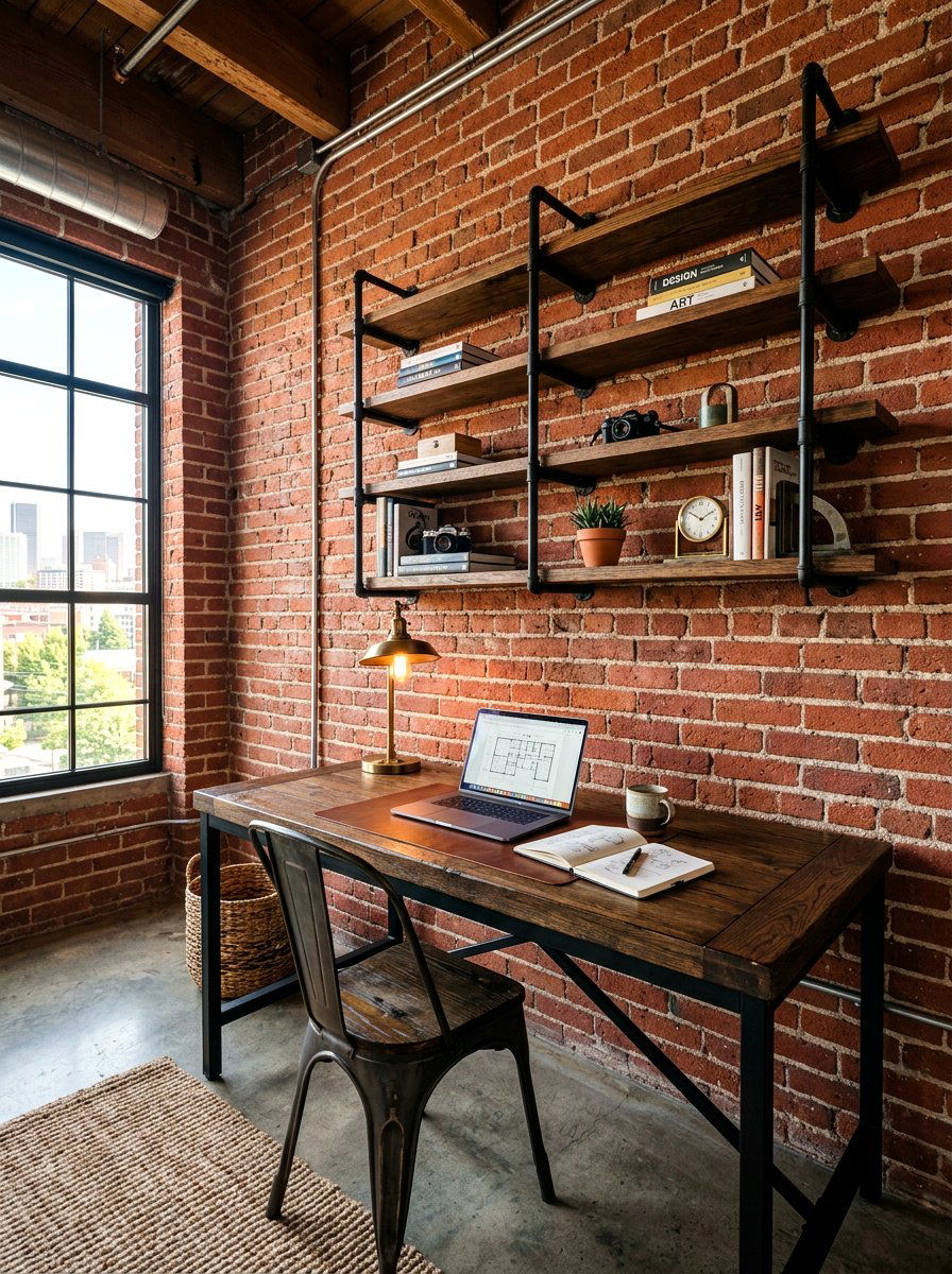 Exposed Brick Wall - 30 study wall ideas