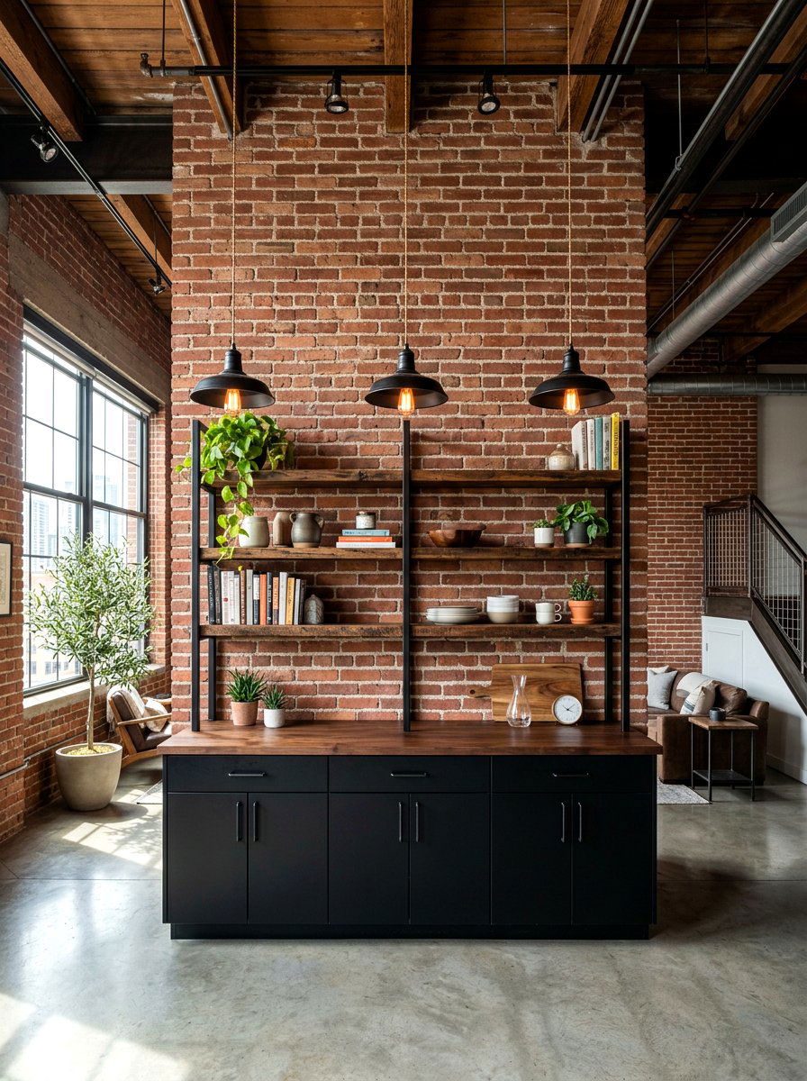 Exposed Brick Wall - 30 social media kitchen ideas