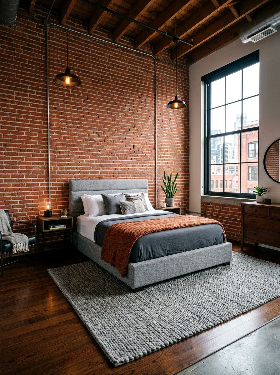 Exposed Brick Wall - 30 cozy bedroom ideas