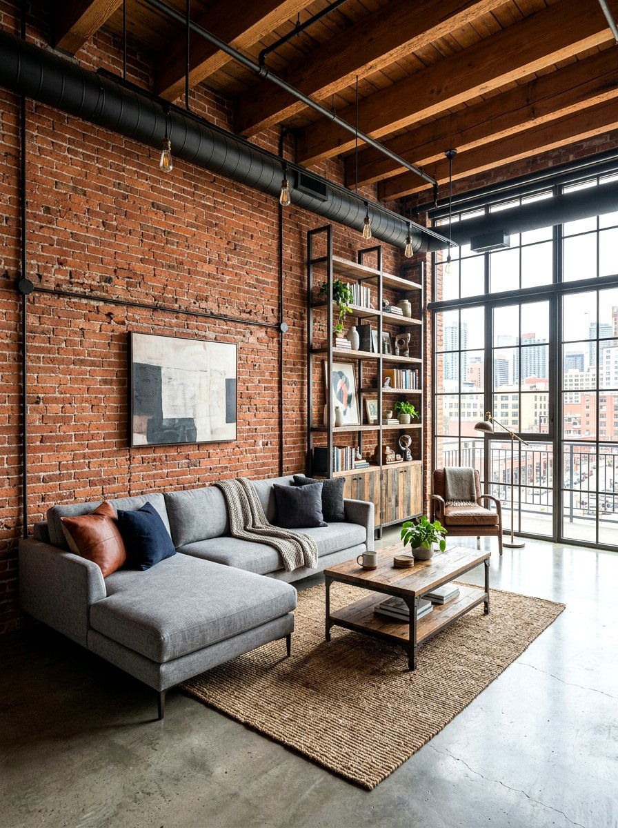 Exposed Brick Wall - 30 layered texture living room ideas