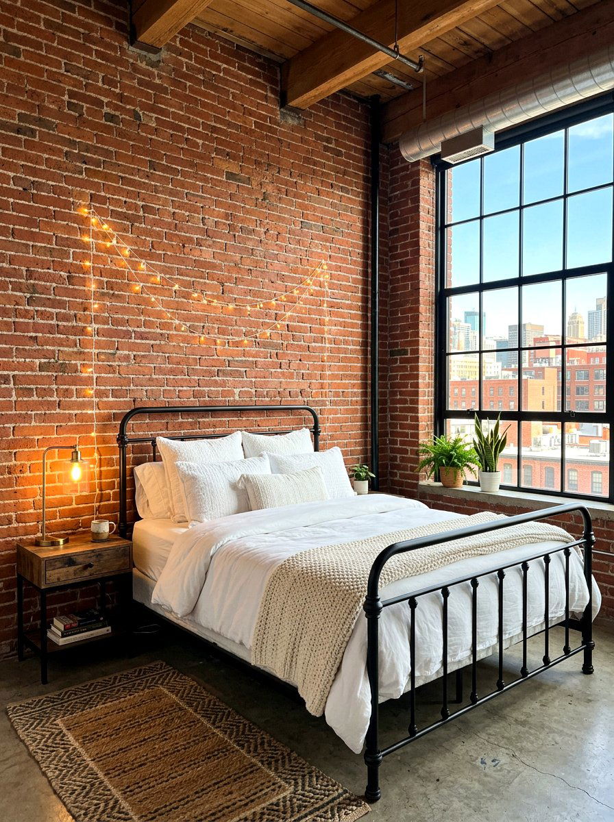 Exposed Brick Wall - 30 romantic bedroom ideas
