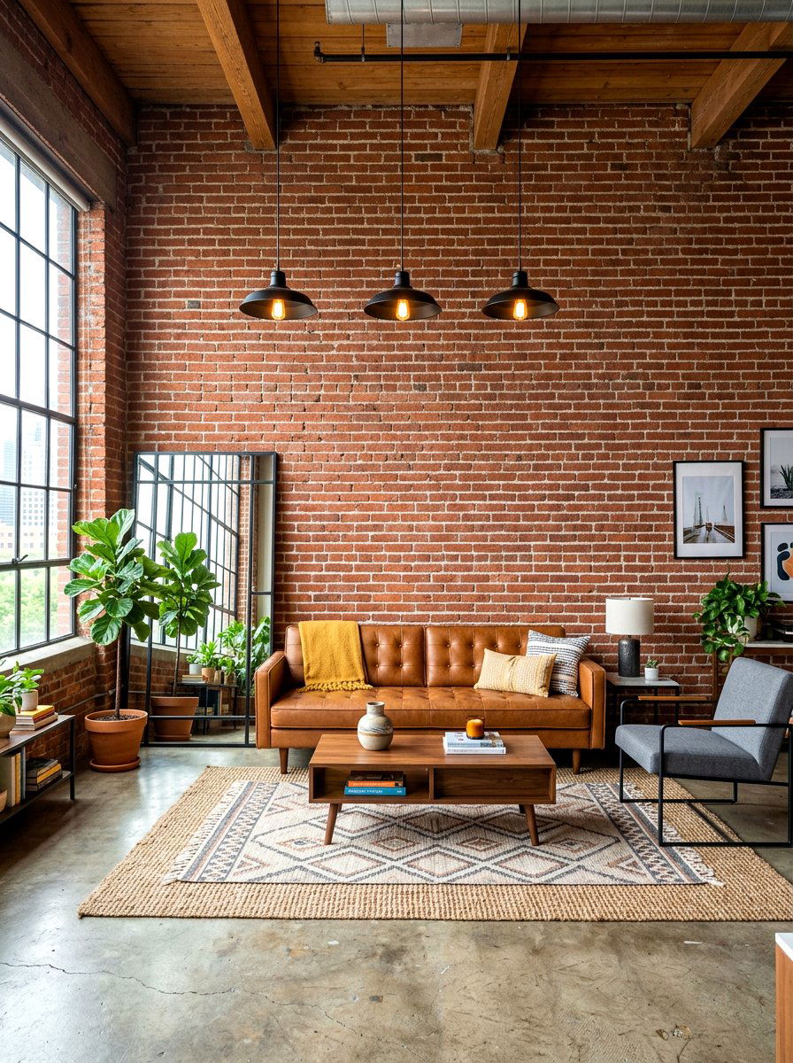 Exposed Brick Wall - 30 rustic living room ideas