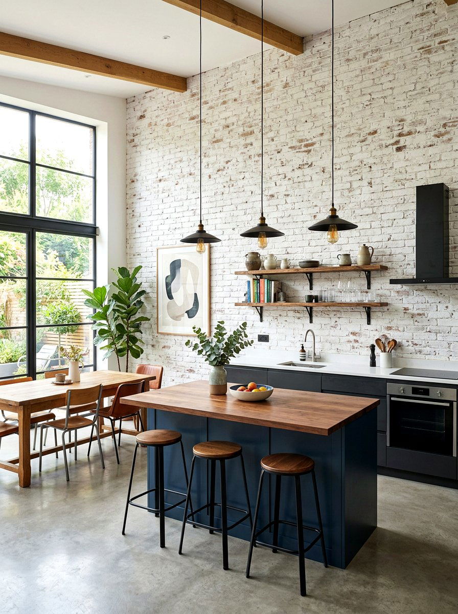 Exposed Brick White Wash - 30 scandi kitchen ideas