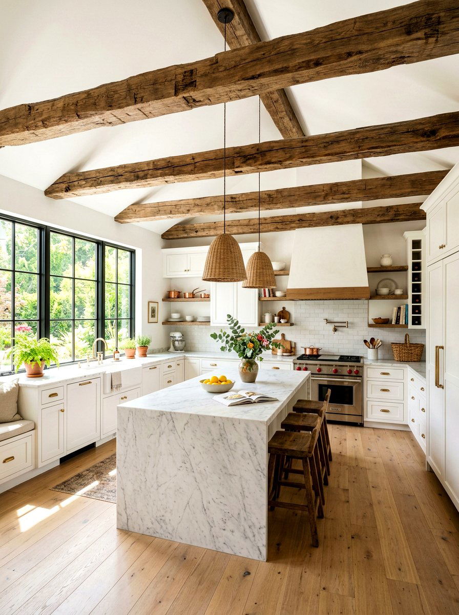 Exposed Ceiling Beam - 30 Nancy Meyers kitchen ideas