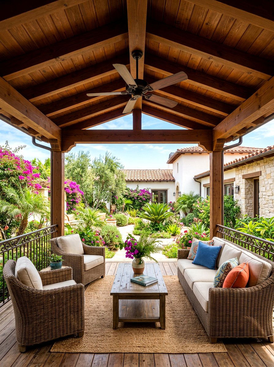 Exposed Ceiling Beam - 30 Spanish courtyard ideas