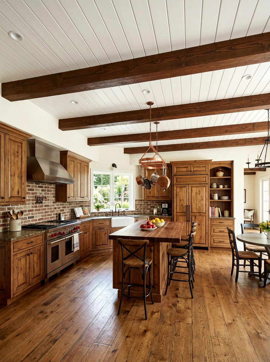 Exposed Ceiling Beam Kitchen - 30 cabin kitchen ideas