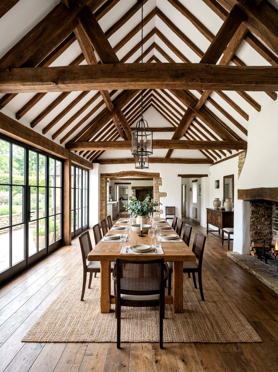 Exposed Ceiling Beams - 30 rustic dining room ideas
