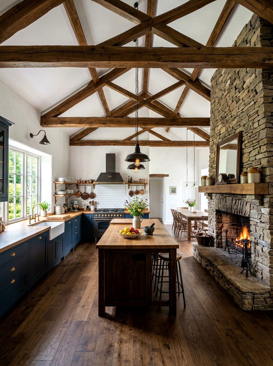 Exposed Ceiling Beams - 30 eclectic kitchen ideas