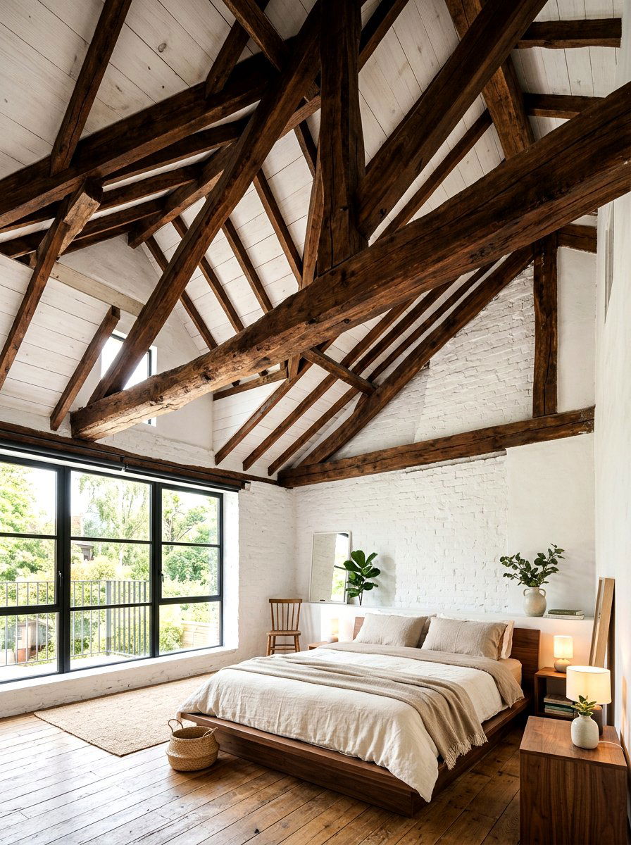 Exposed Ceiling Beams - 30 English country bedroom decor ideas