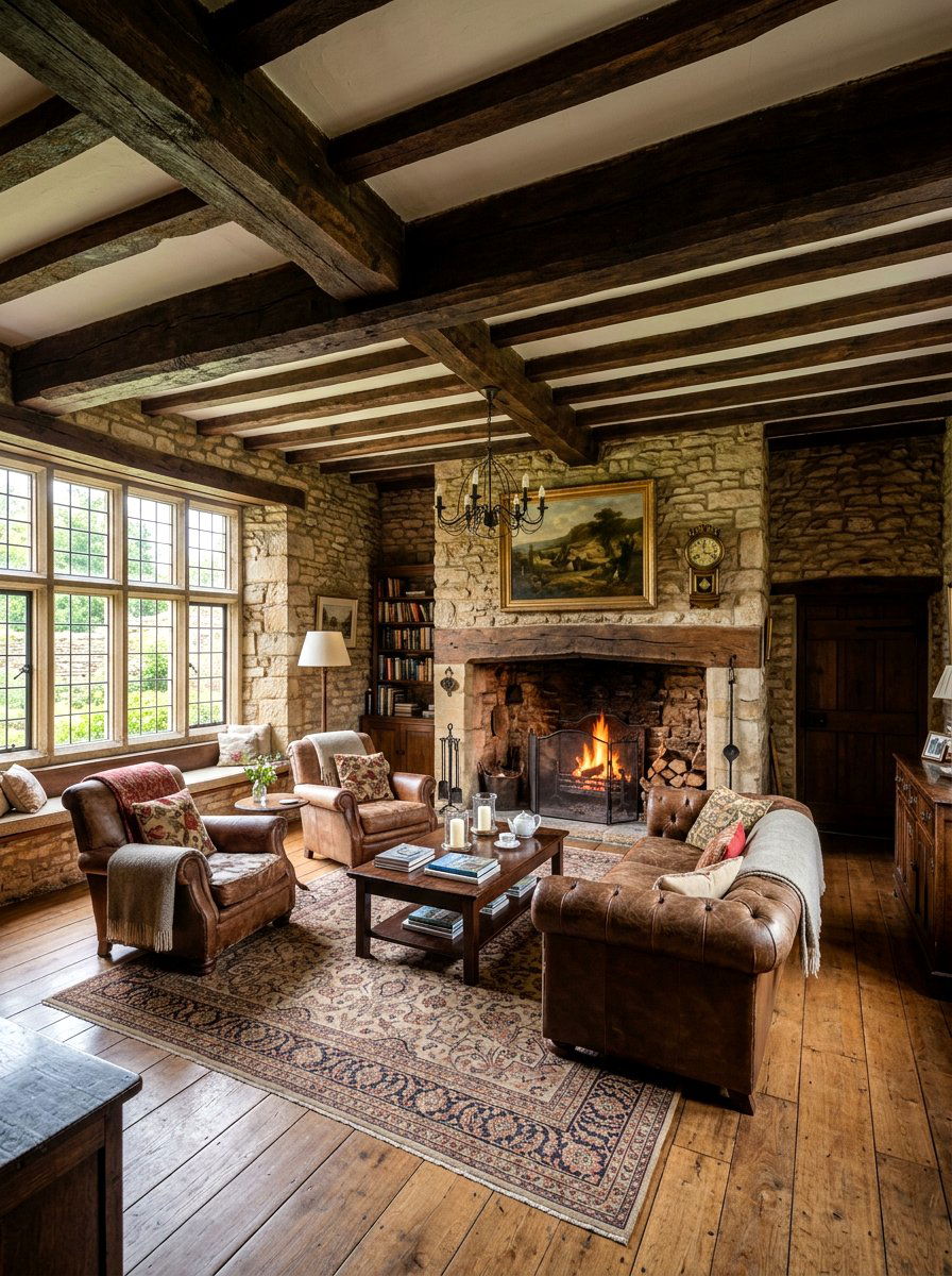 Exposed Ceiling Beams - 30 English manor living room ideas