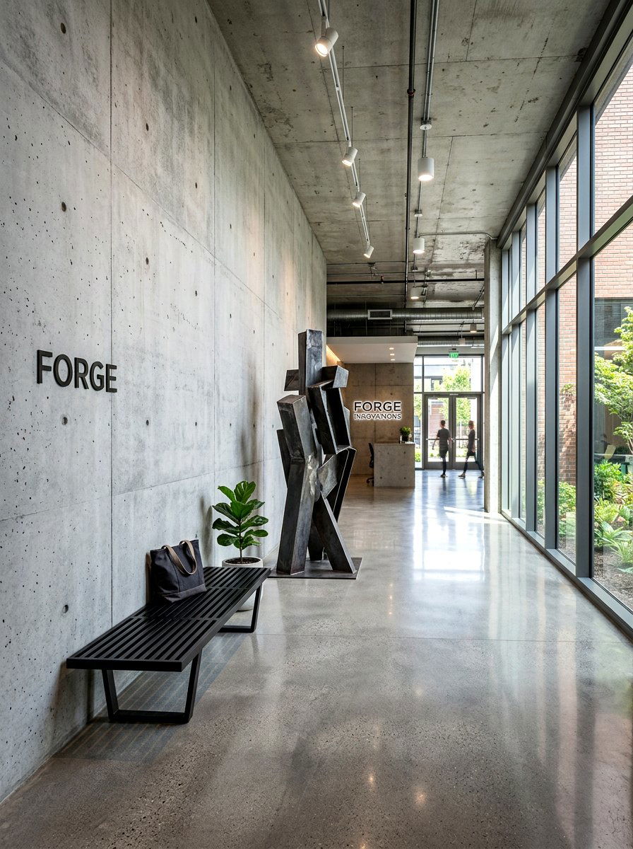 Exposed Concrete Wall - 30 foyer accent wall ideas