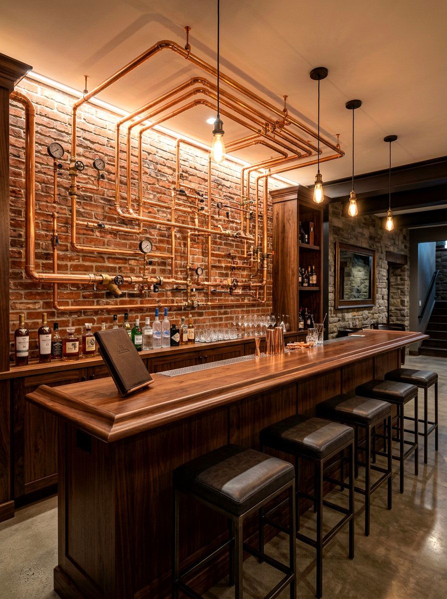 Exposed Copper Pipes - 30 low ceiling basement ideas